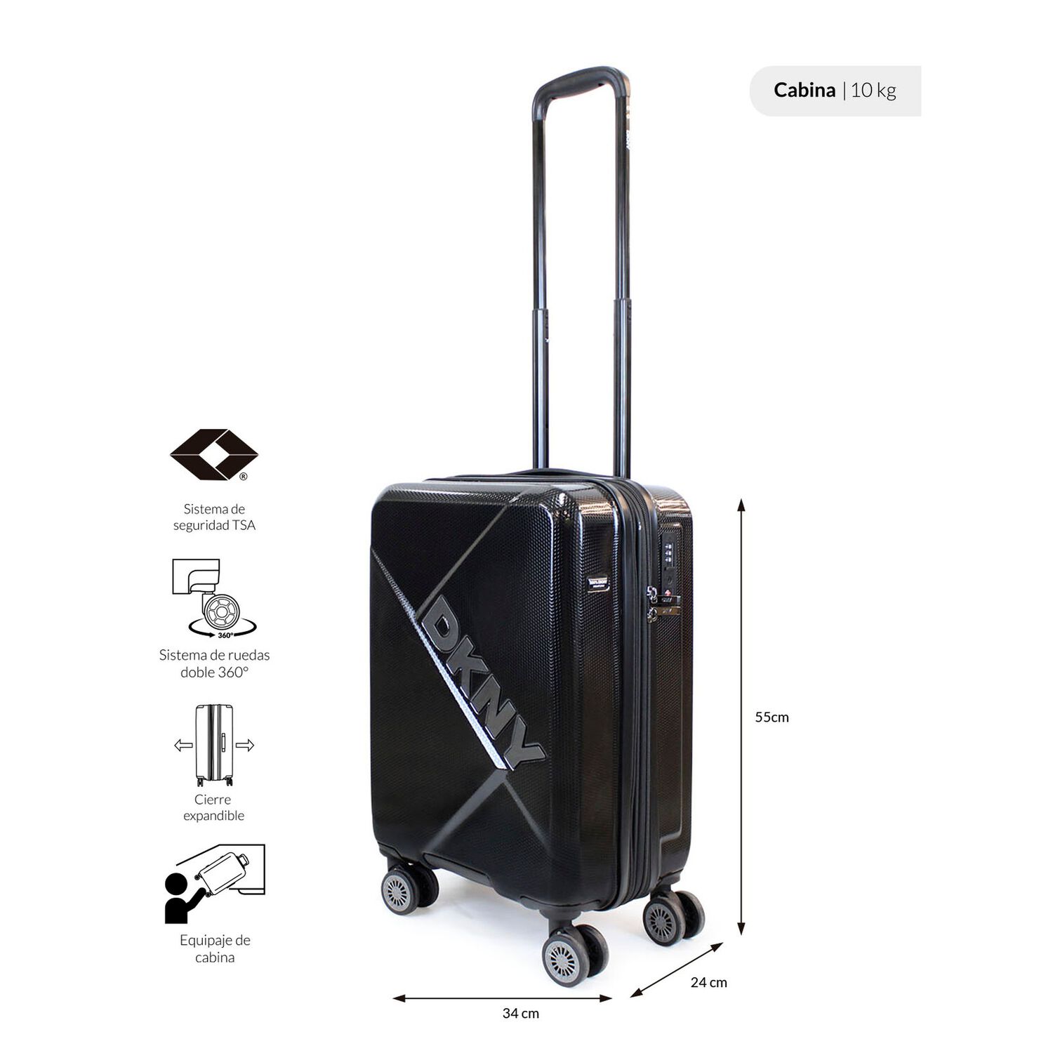 Pack 2 Maletas S 10kg + M 20kg Donna Karan Your Call Negra Dkny image number 2.0