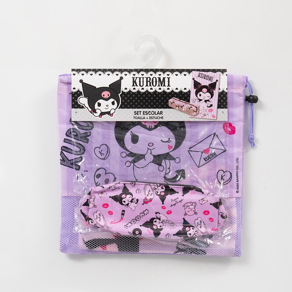 Set De Toalla De Playa +estuche+bolso / Kuromi Carta / 140x70 Cm image number 4.0