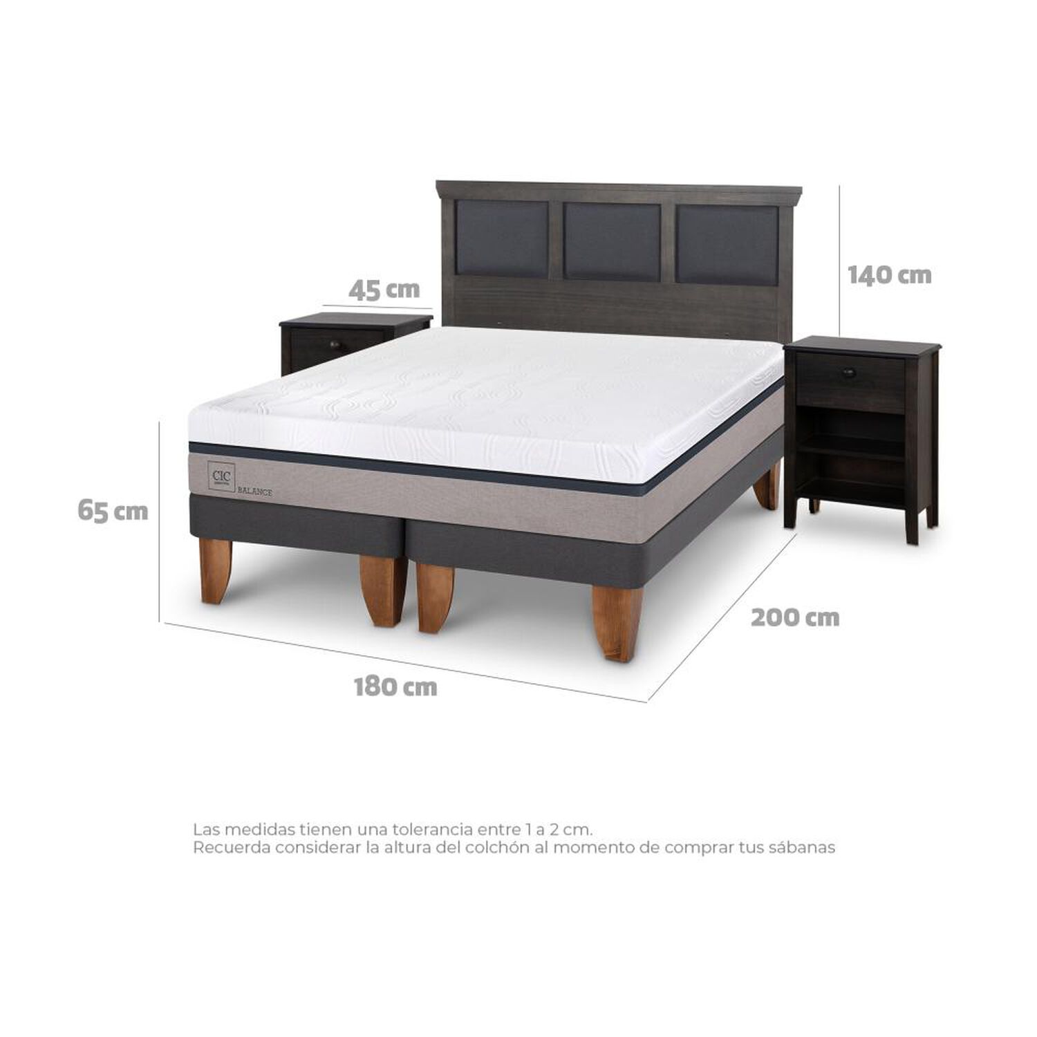 Cama Europea Cic Balance / King / Base Dividida + Set De Maderas image number 3.0