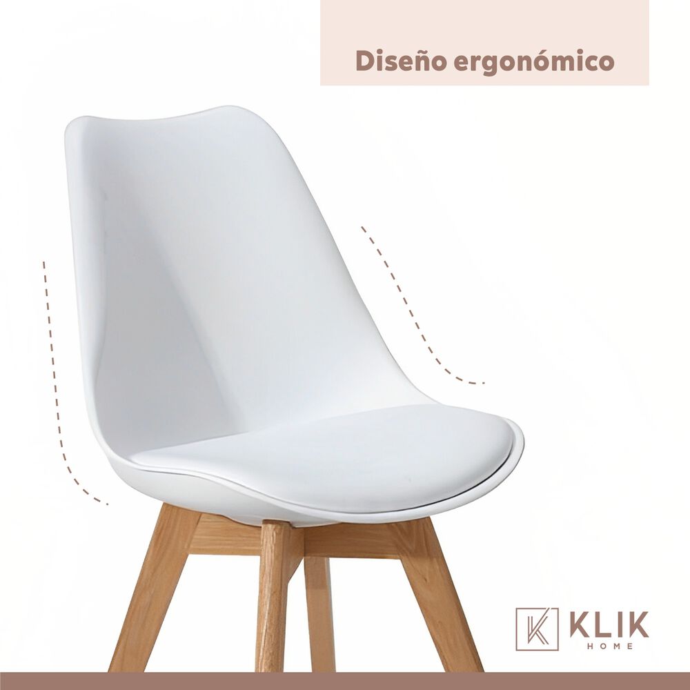 Comedor Mesa Rectangular Negra 120x80 + 4 Sillas Tulip Blancas image number 6.0