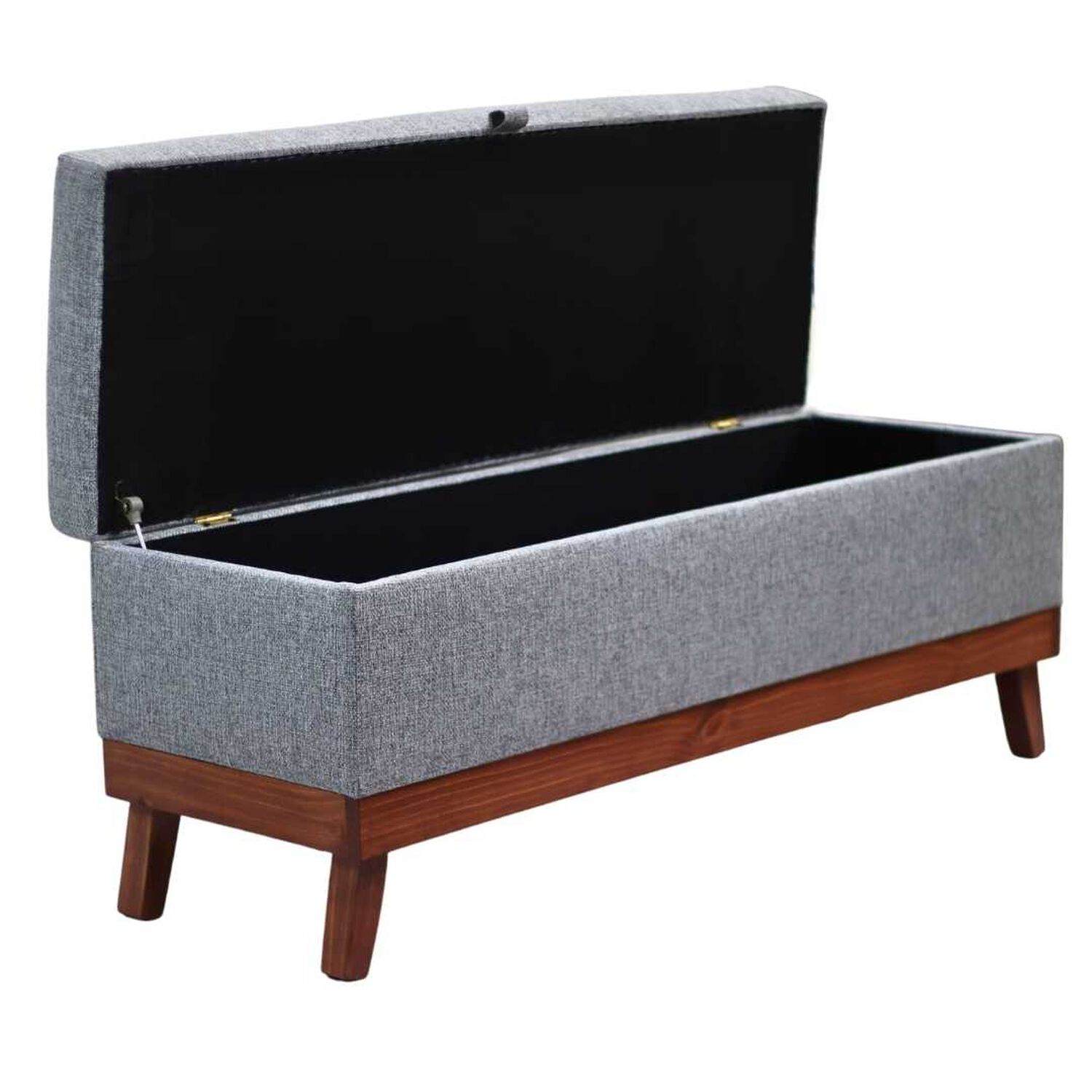 Banqueta Con Ba&uacute;l Incy Gris Omega 120x40x50 Cm M&aacute;xima Design image number 1.0