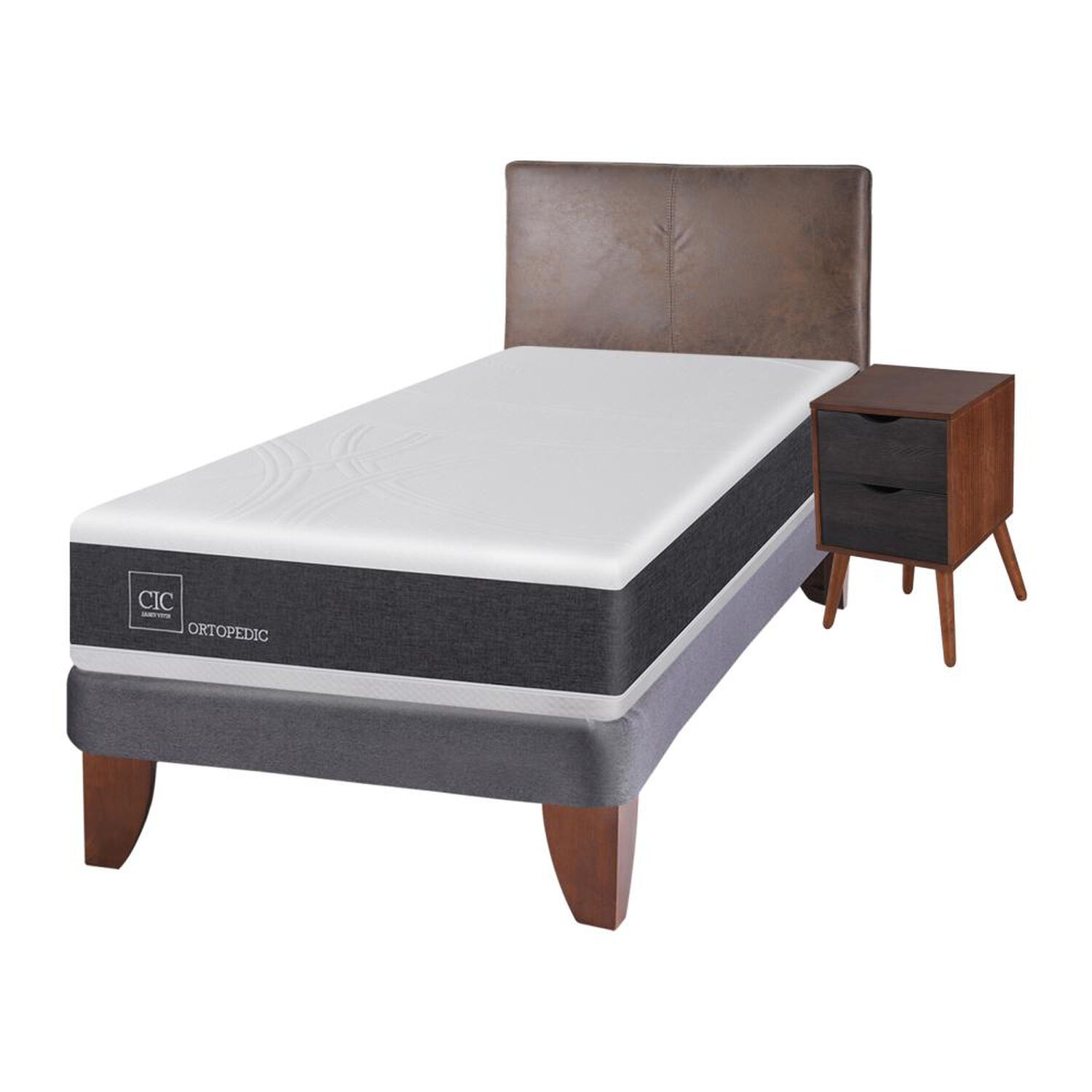 Cama Europea Cic Ortopedic / 1.5 Plazas / Base Normal + Set De Maderas image number 1.0