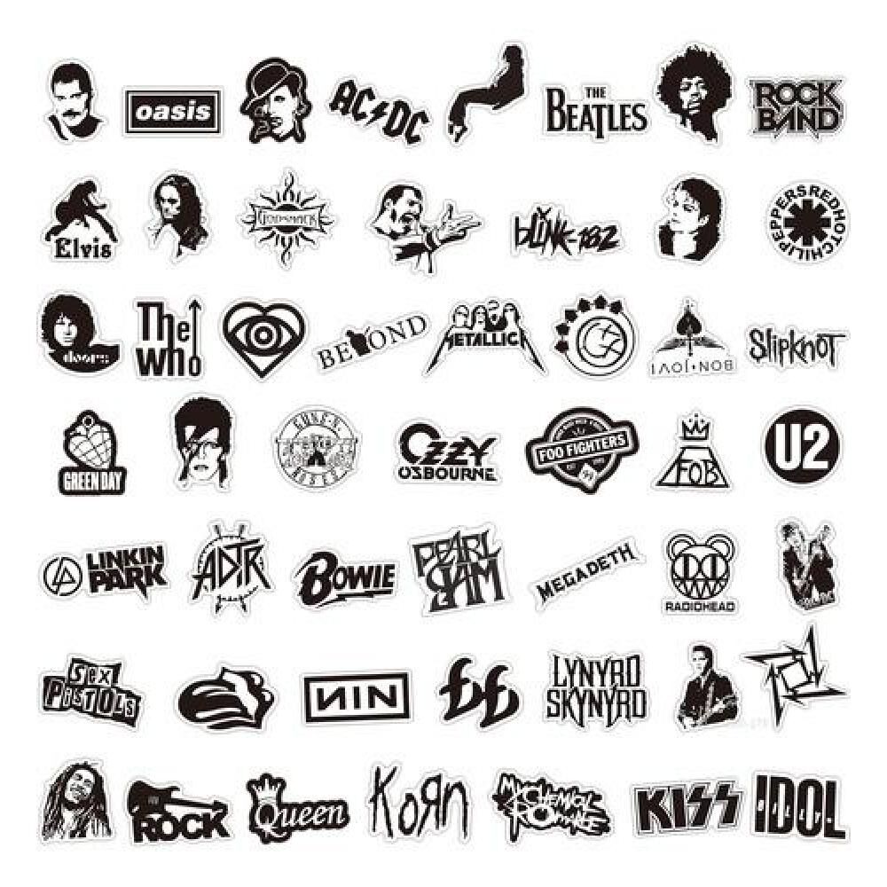 Set Sticker Cantantes Grupos De Rock Música Black&white image number 2.0
