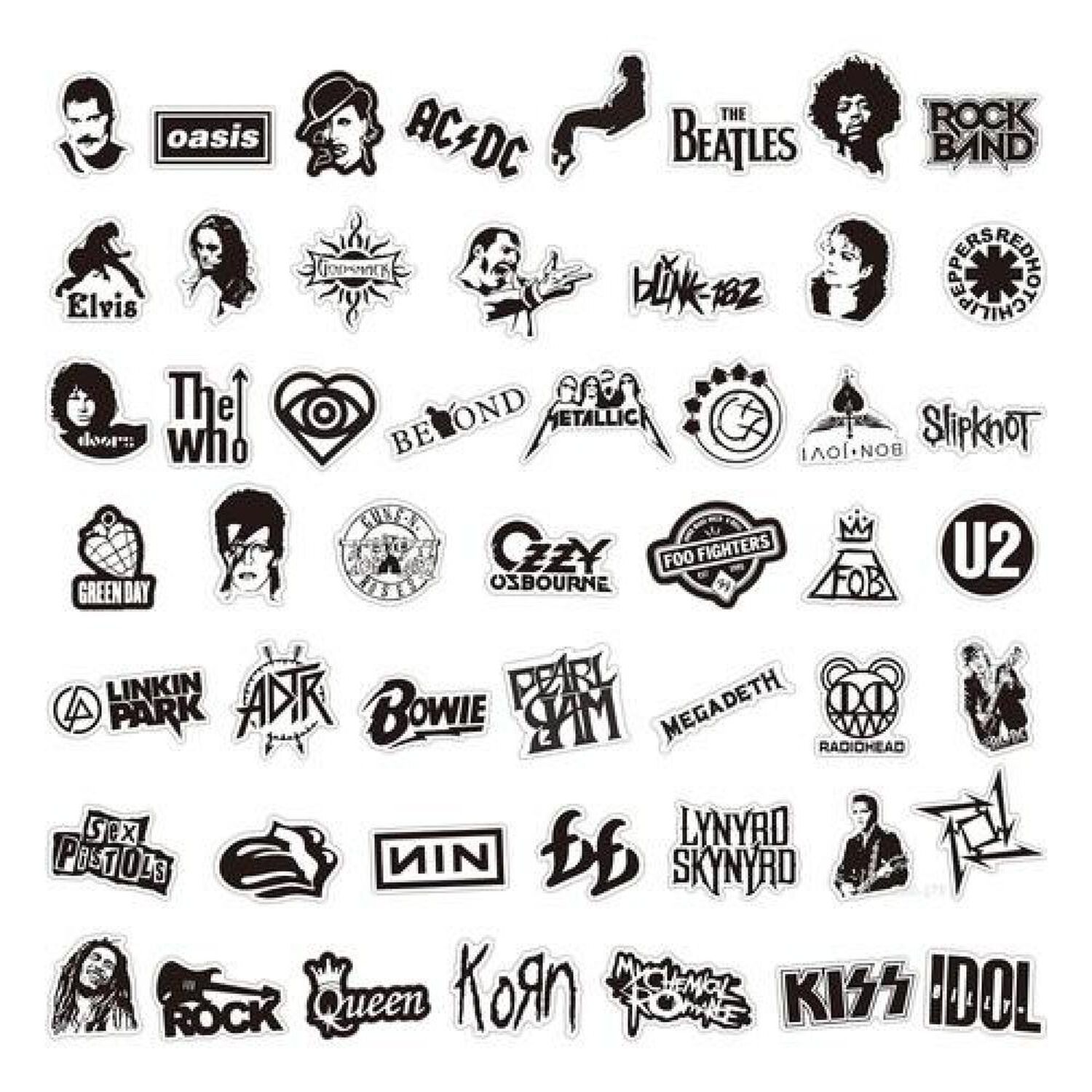 Set Sticker Cantantes Grupos De Rock M&uacute;sica Black&white image number 2.0