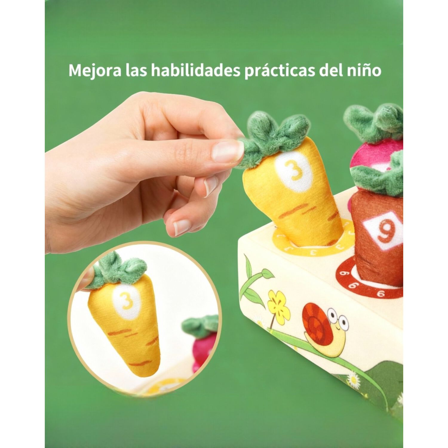 Juguete Encaje Zanahoria Aprendizaje Montessori image number 4.0