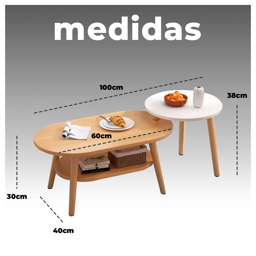 Mesa De Centro Con Mesa Auxiliar Diseño Elegante image number 5.0