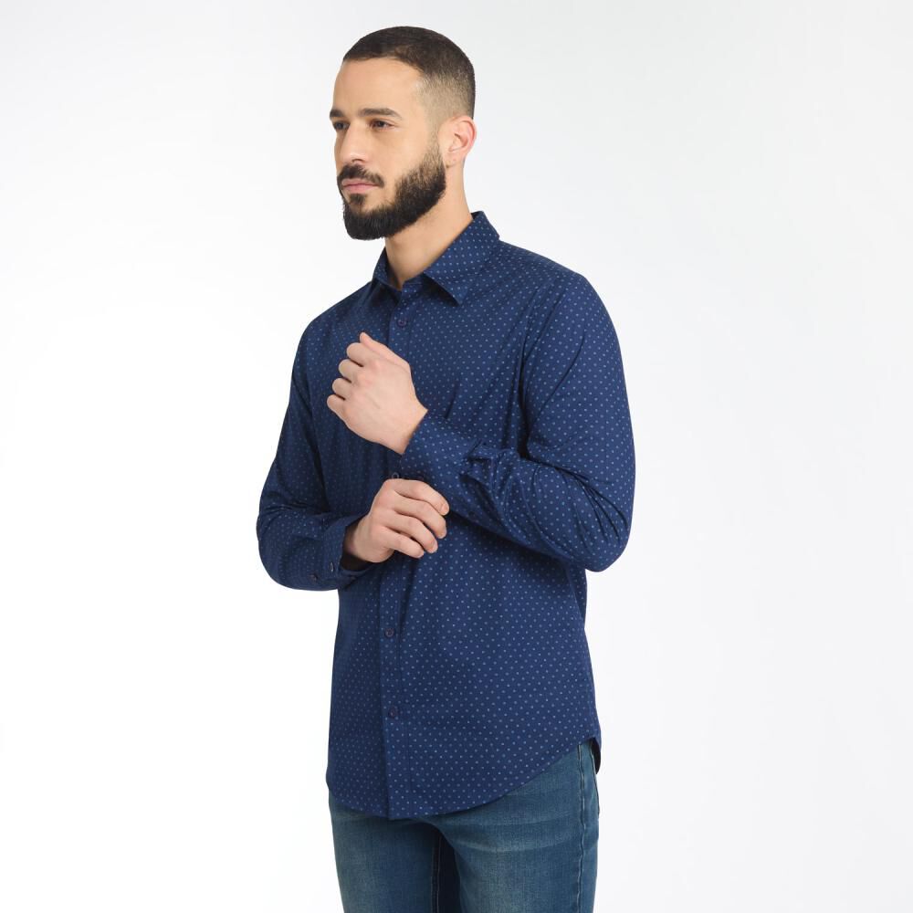 Camisa Fantasía Slim Fit Manga Larga Hombre Az Black image number 2.0