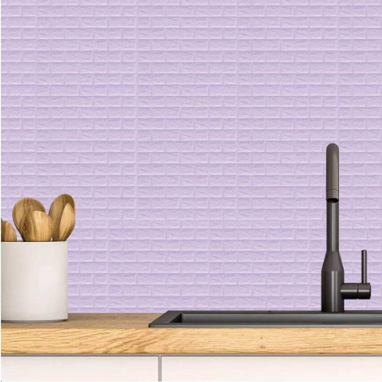 Pack 10 Lamina Papel Mural Autoadhesivo 3d Ladrillo Morado image number 3.0