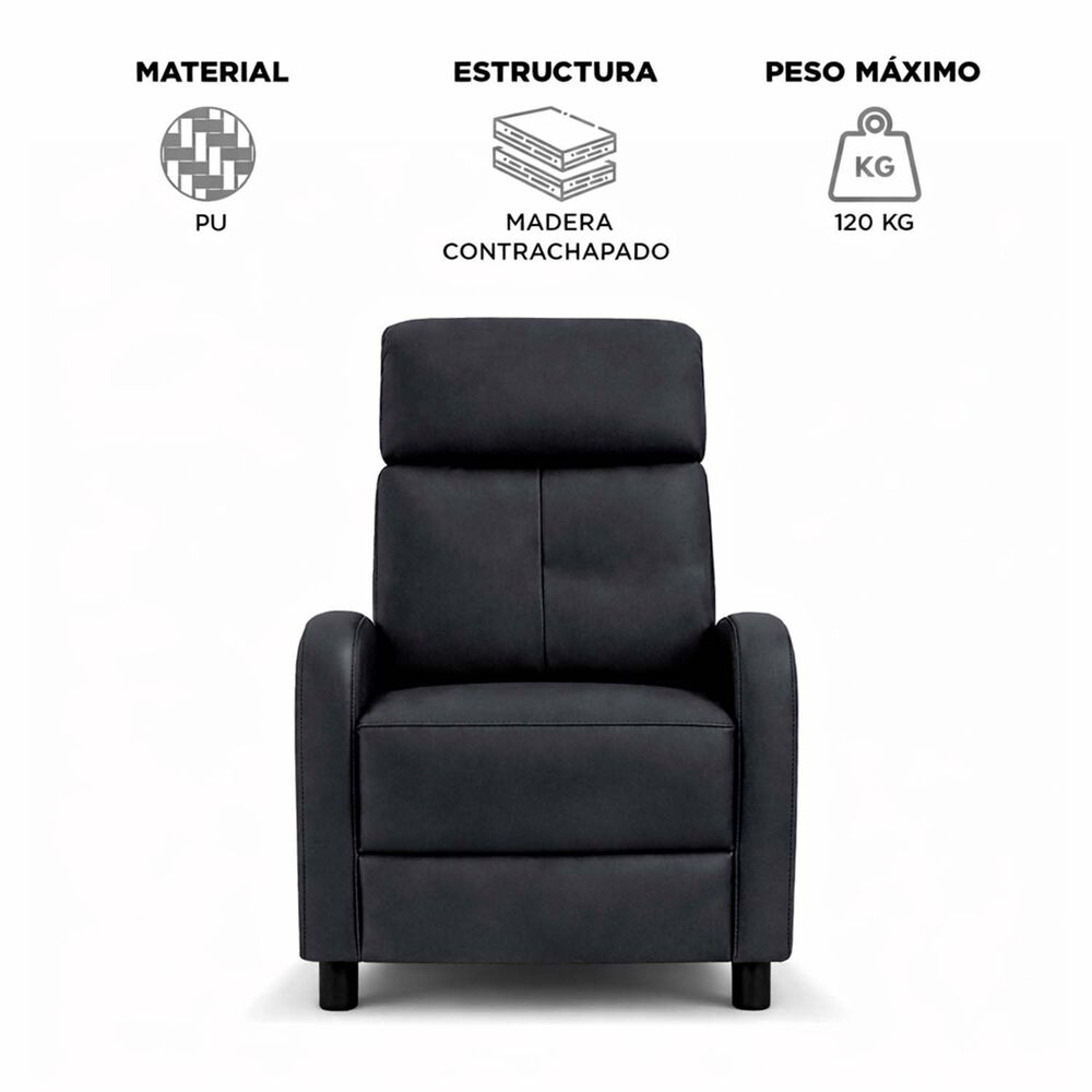 Berger Reclinable Lisboa Pu Negro image number 7.0