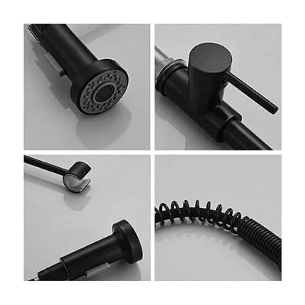 Grifo Llave Alta Monomando Cocina Rociador Flexible Negro image number 5.0