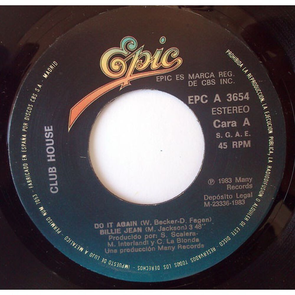 Club House - Do It Again (medley With Billie Jean) | 7" Single Vinilo Usado image number 2.0