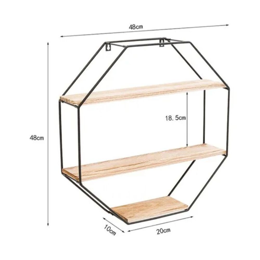 Repisa Organizador Decorativa Hexagonal Pared Flotante image number 2.0