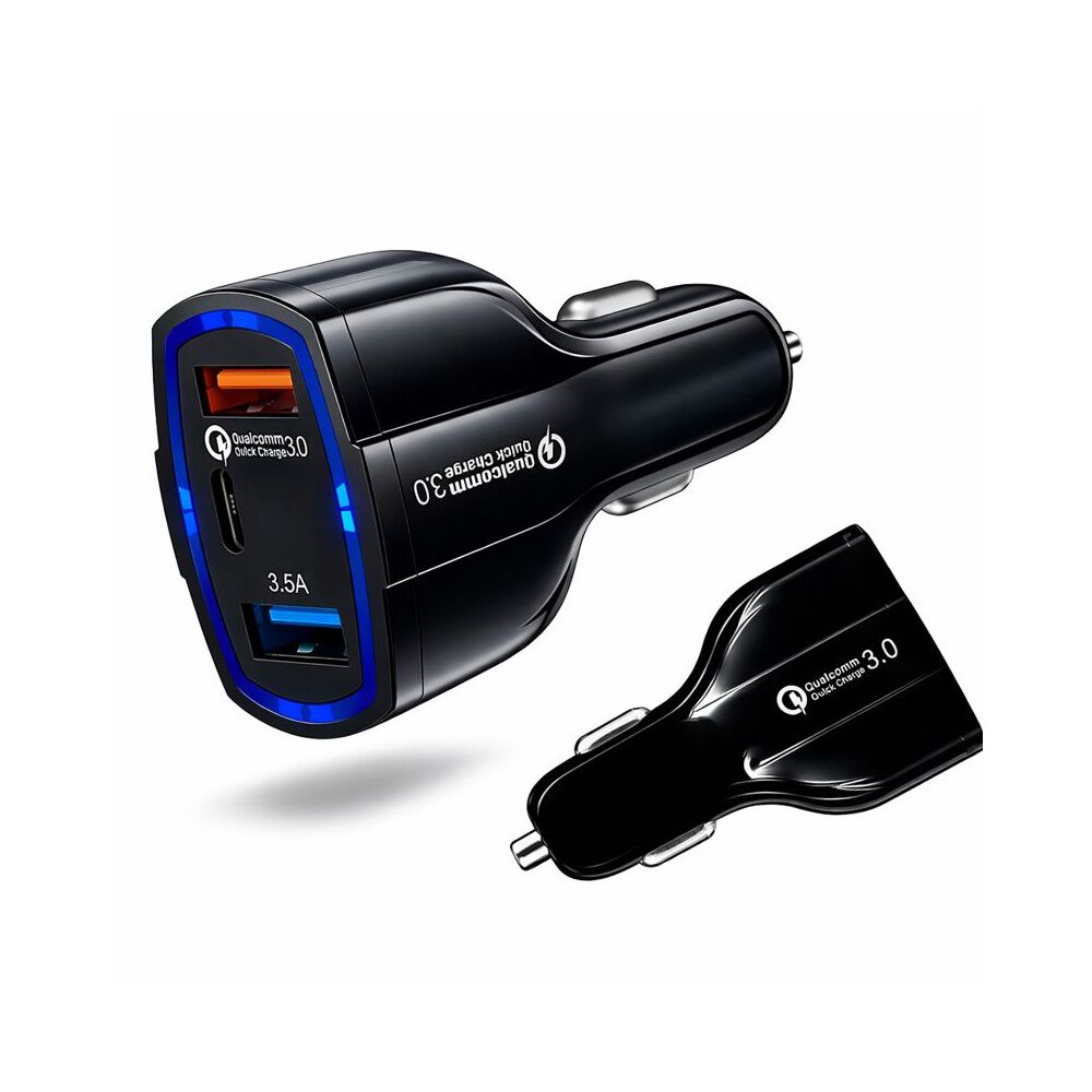 Cargador R&aacute;pido Auto Doble Usb + Tipo C Qc 3.0 image number 1.0