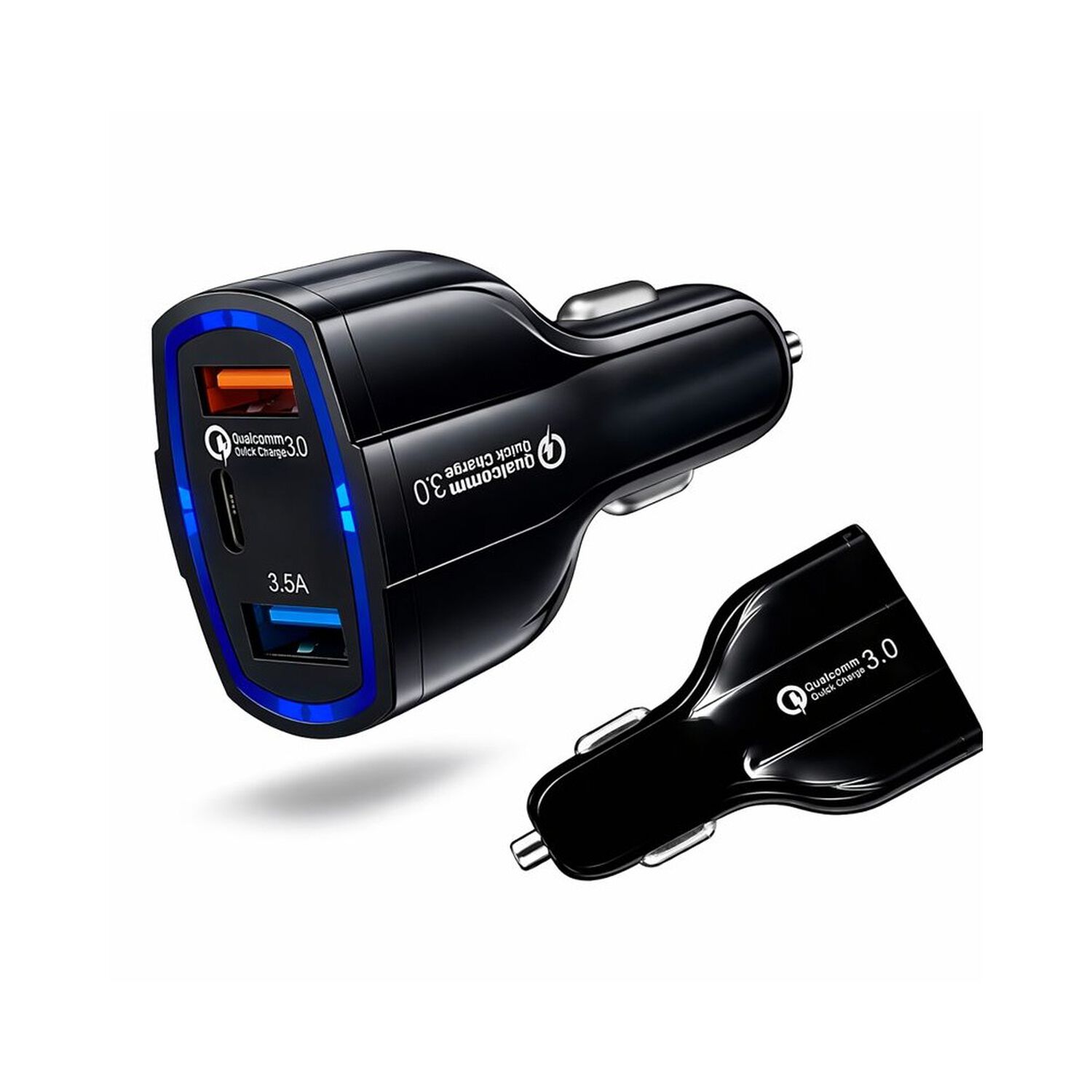 Cargador R&aacute;pido Auto Doble Usb + Tipo C Qc 3.0 image number 1.0