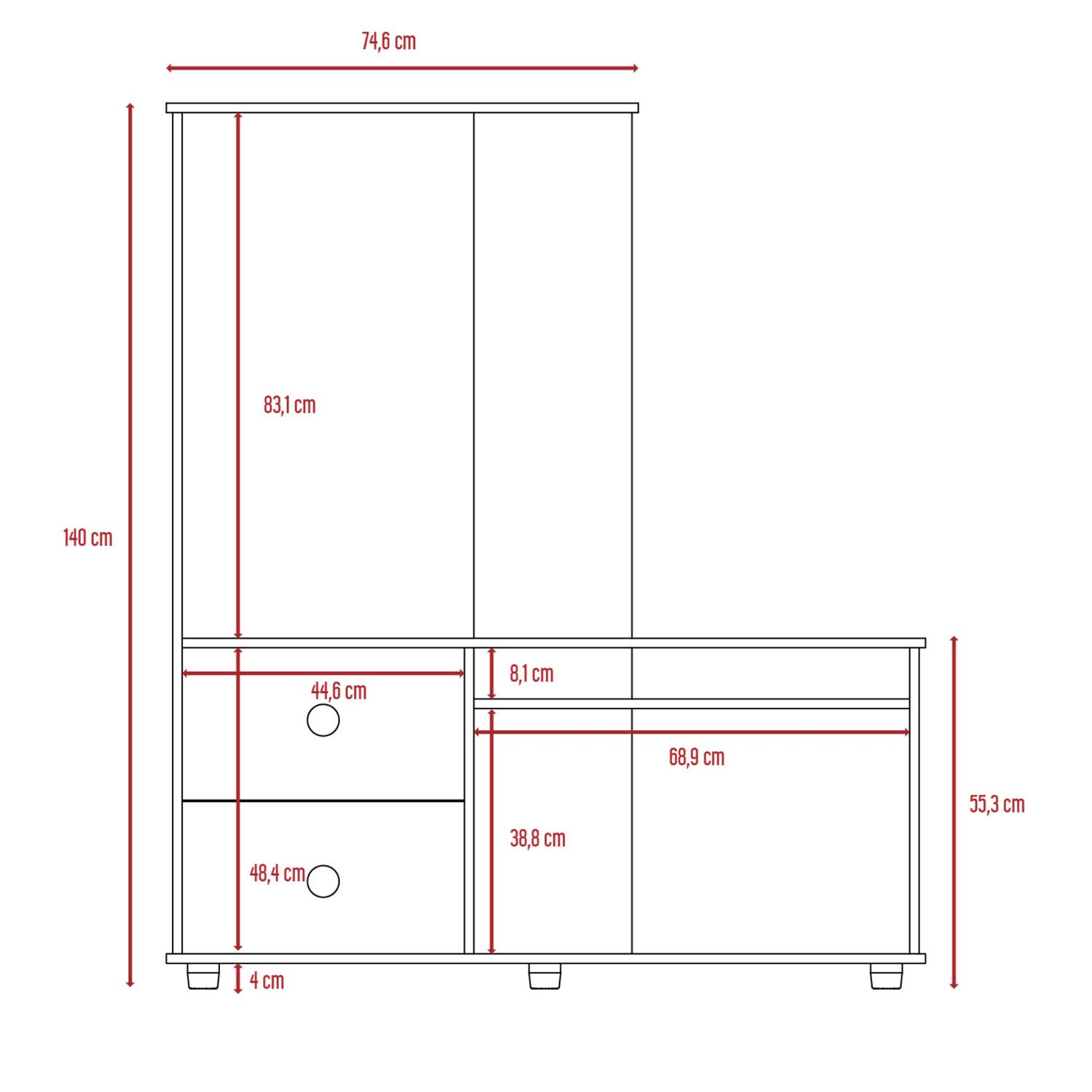 Estante Tv 50" Con 5 Repisas Fm-005n - Negro image number 6.0