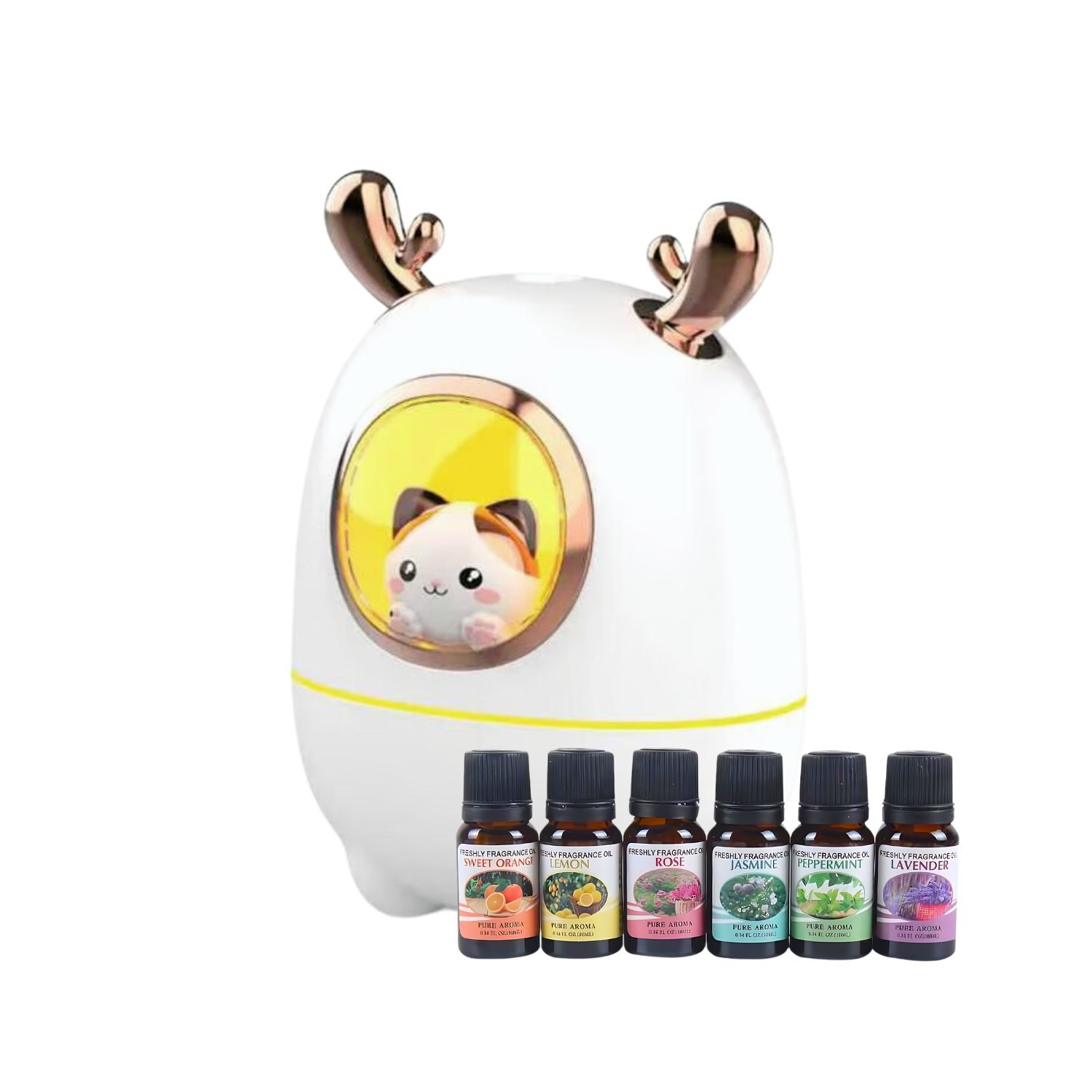 Pack Humidificador Nave Espacial Gato + 6 Esencias Aromaticas image number 0.0