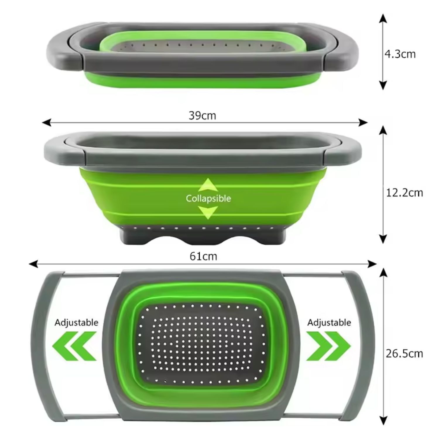 Colador Extensible Plegable Verde 39cm De Cocina Ideal image number 2.0
