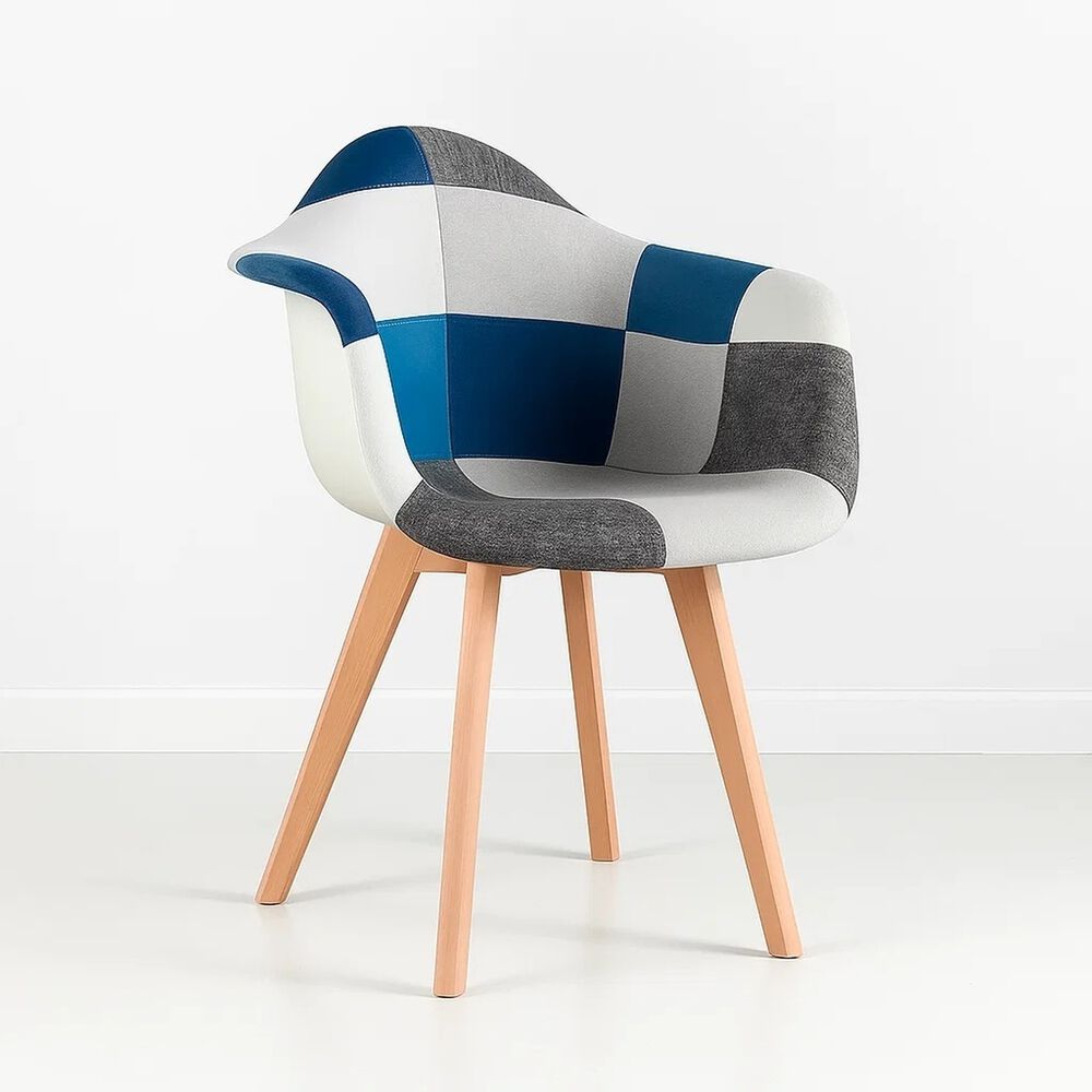 Butaca Sitial Patchwork Acolchado Wood - Celeste image number 0.0
