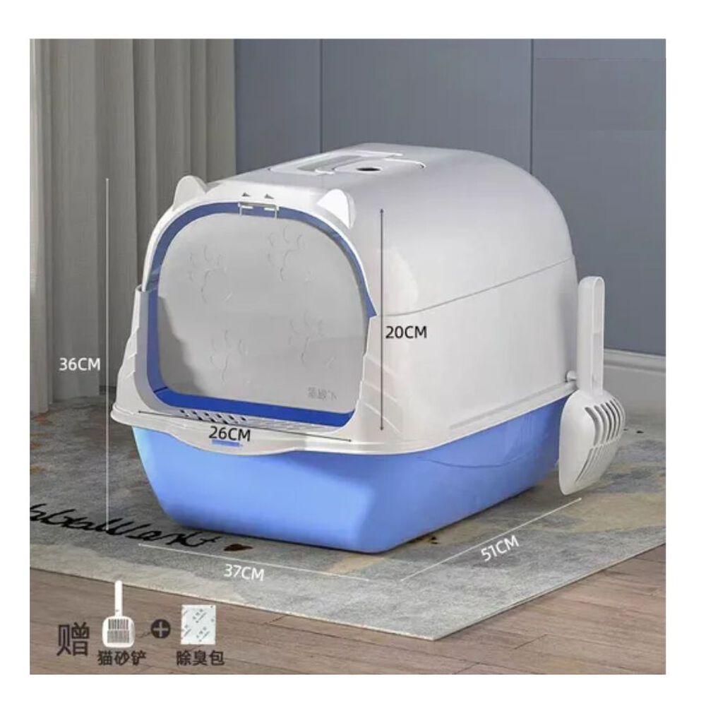 Arenero Ba&ntilde;o Sanitario De Gatos Tapa Plegable Grande Azul image number 2.0