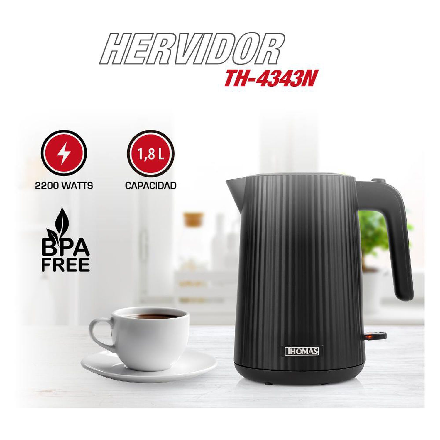 Hervidor Thomas Th-4343n / 1,8 Litros / 2200 Watts image number 1.0