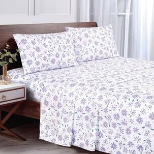 Sabana Andes Microfibra Estampada Hoja Lila 1.5 Plaza