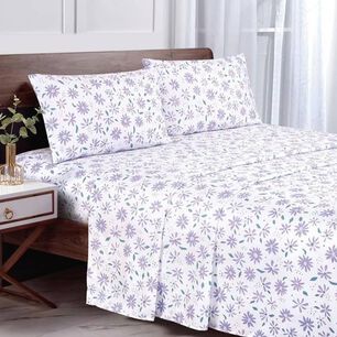 Sabana Andes Microfibra Estampada Hoja Lila 1.5 Plaza