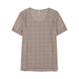 Polera Lace Delantero Manga Corta Cuello Redondo Mujer Geeps
