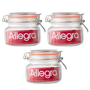 Set 3 Frascos Vidrio Con Tapa Hermetica De 500ml Allegra