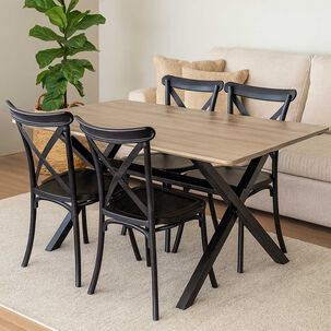 Juego De Comedor Vermontt 4 Sillas Crossback Retro Negra