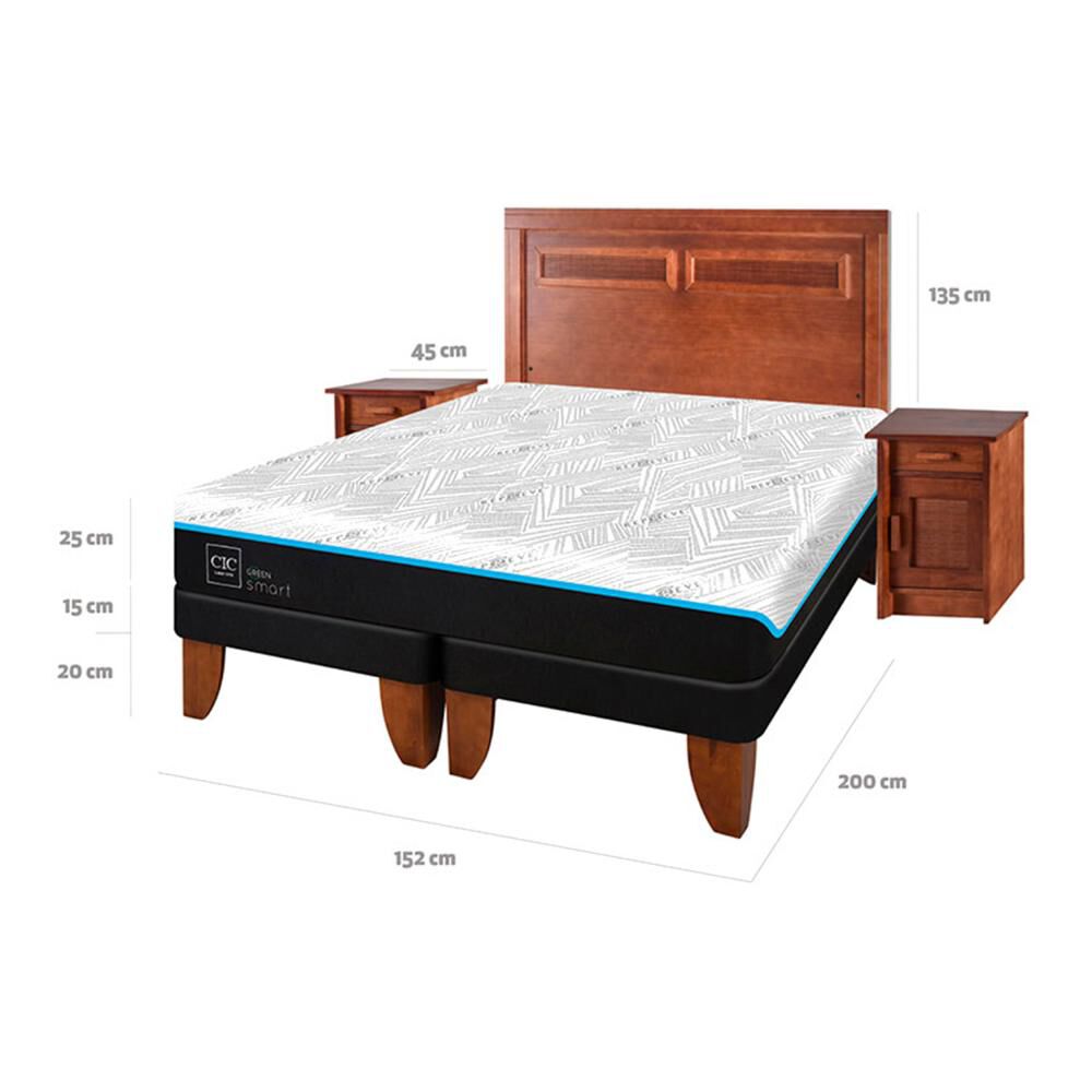 Cama Europea Cic Green Infinity / 2 Plazas / Base Dividida + Set De Maderas image number 6.0