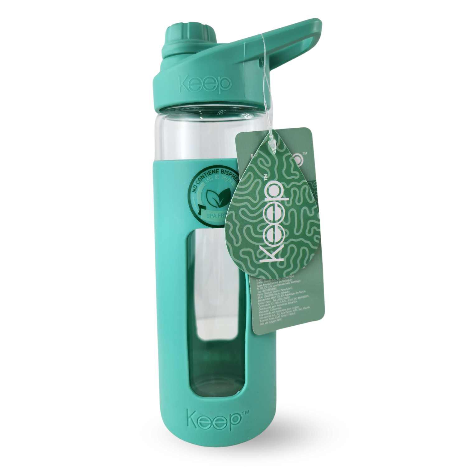 Botella Keep 470ml Vidrio Protector Agua Deportes Outdoor Turquesa image number 0.0