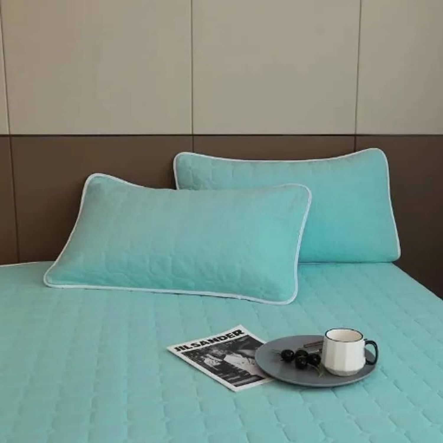 Cubrecama Quilt Cobertor King Celeste Y Blanco image number 3.0