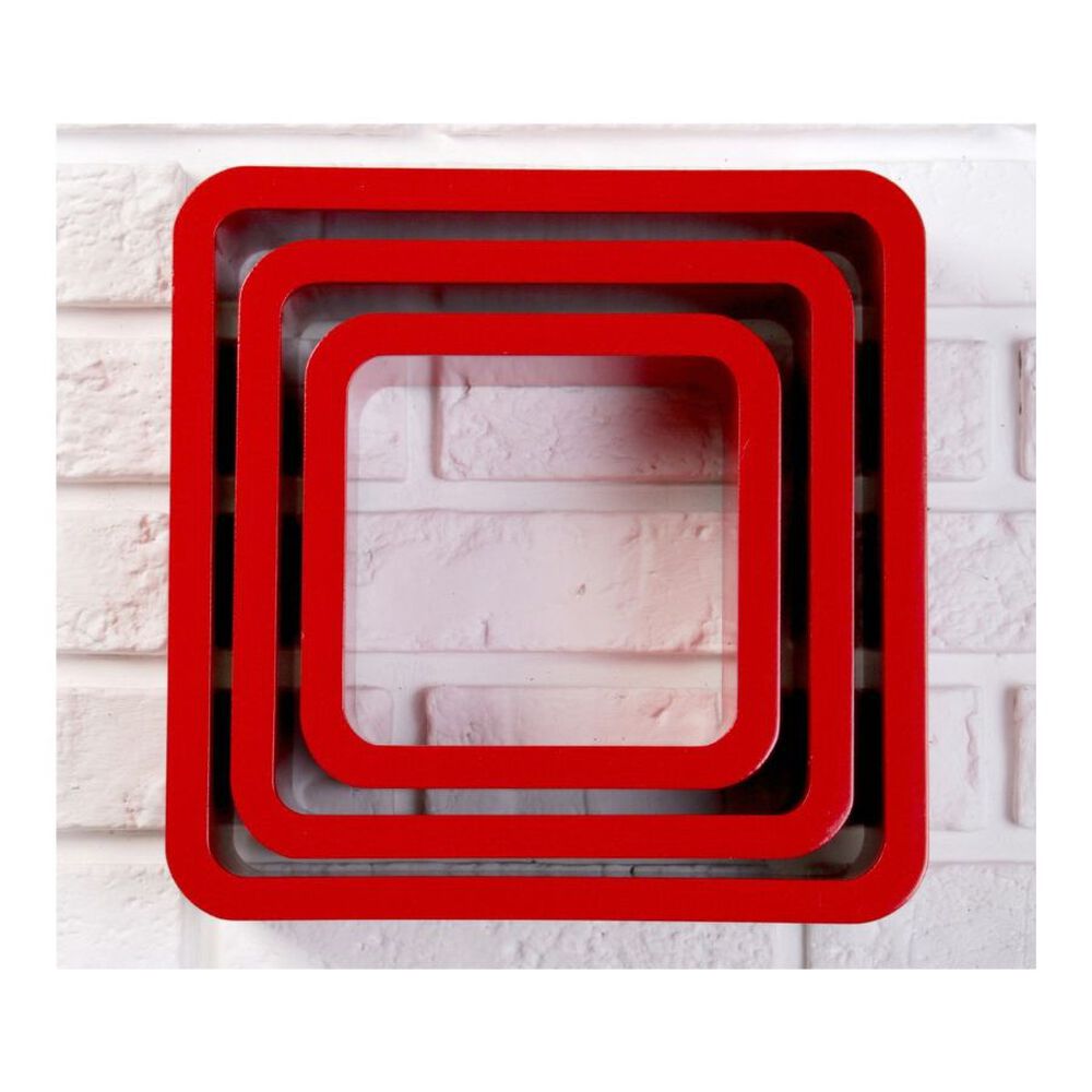 Set 3 Estantes Repisas Flotantes Cuadradas Modernas Rojo image number 3.0