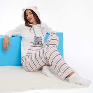 Pijama Polar Fleece Manga Larga Con Capucha Mujer Freedom