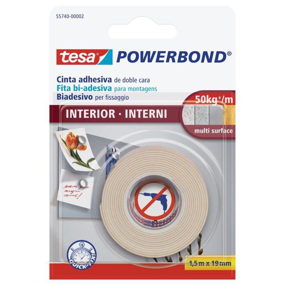 Cinta Doble Contacto Interiores 19mm X 1.5mts / 50kg/mt - Tesa image number 0.0