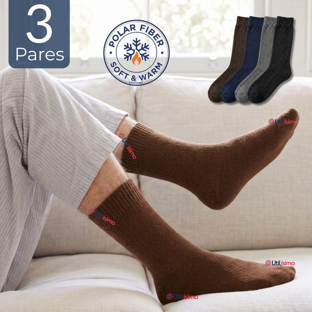 Pack 3 Pares Calcetines T&eacute;rmicos Corte Alto Hombre Surtidos image number 0.0