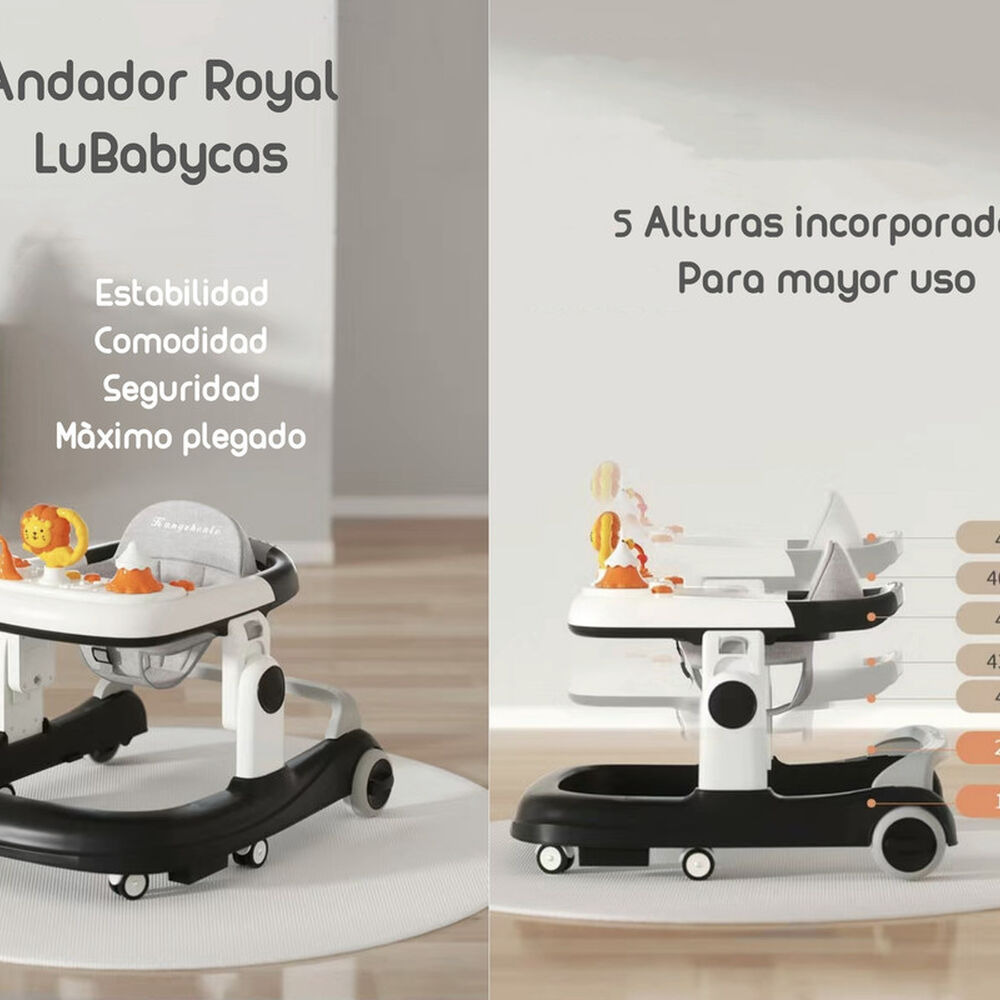 Andador Con Apoya Pies Y M&aacute;s Accesorios Negro Lubabycas image number 2.0