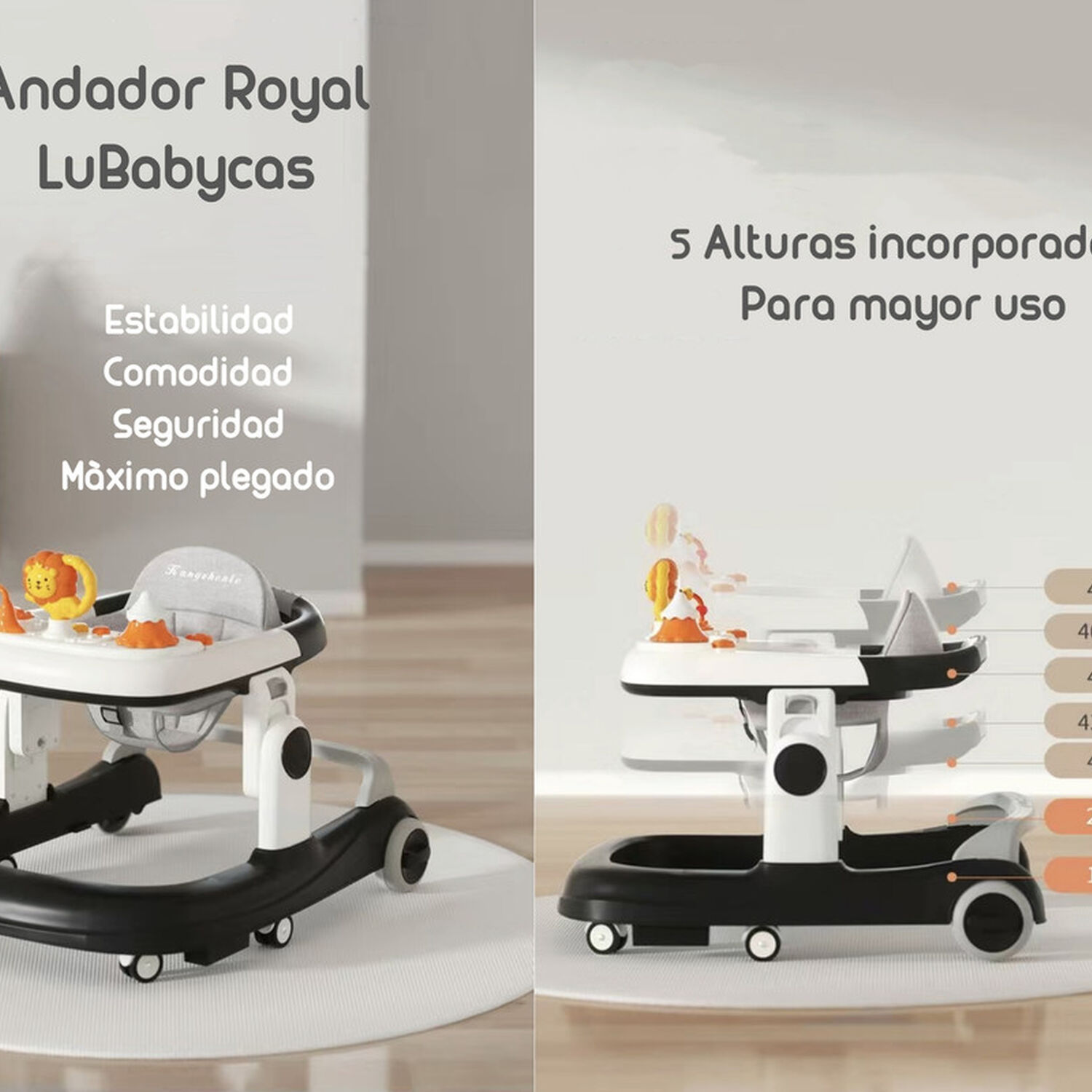 Andador Con Apoya Pies Y M&aacute;s Accesorios Negro Lubabycas image number 3.0