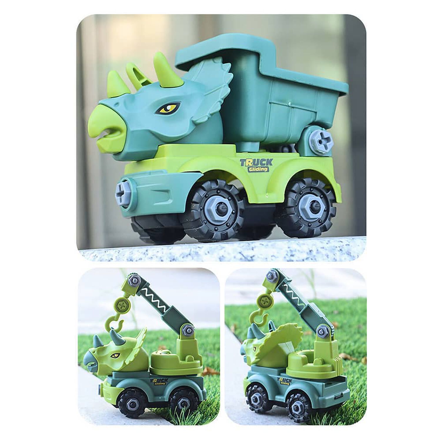 Set 4 Juguetes Camion Dinosaurios Rex Y Triceratops Surtidos image number 4.0