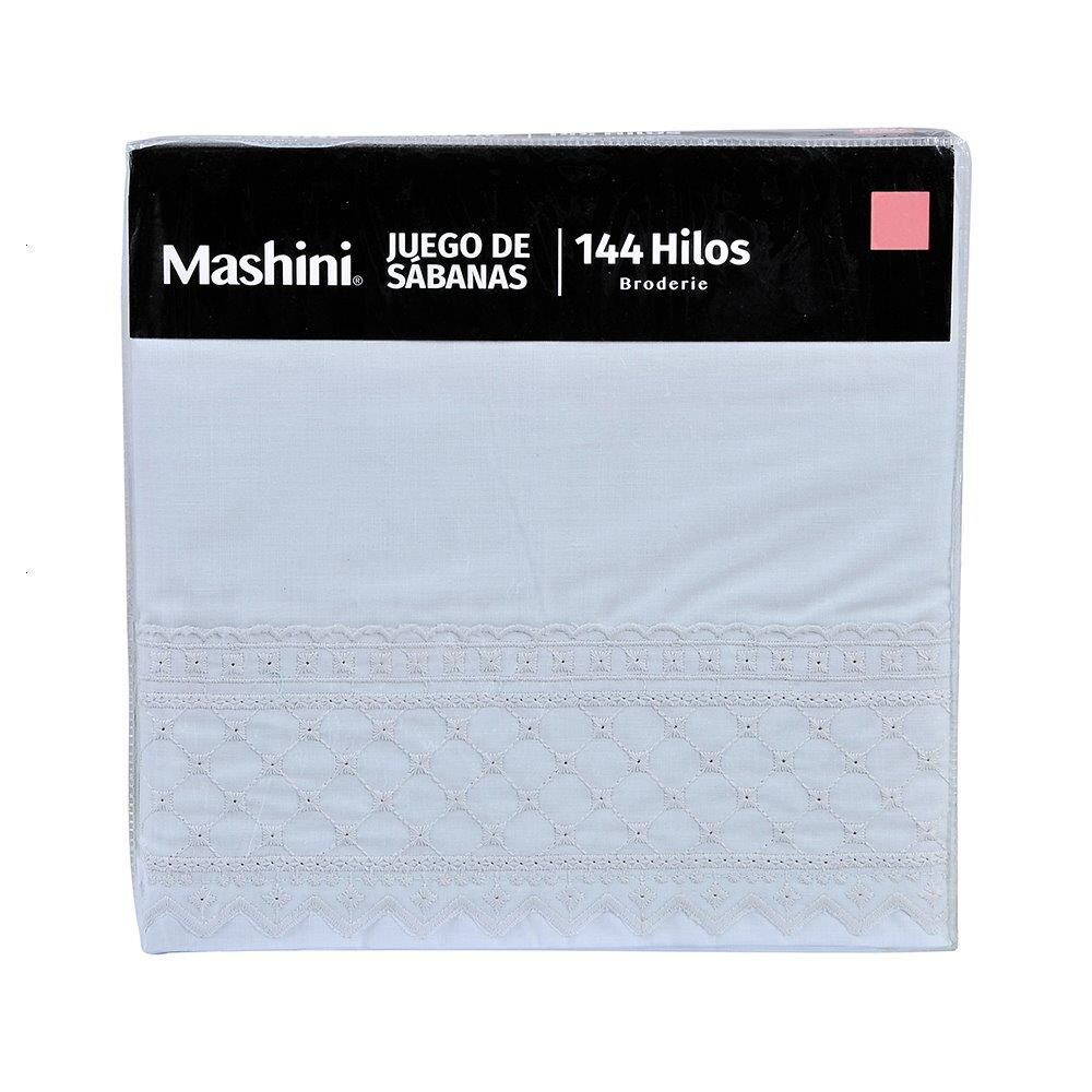 Sabana Broderie 144 Hilos Bricks Mashini 2 P Celeste Spa image number 2.0