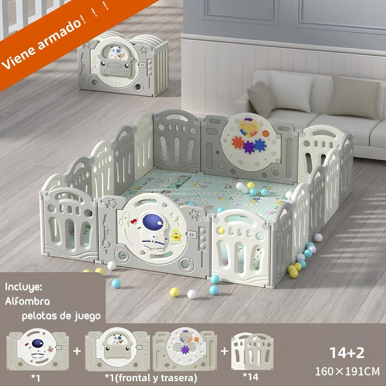 Corral Bebe Armado 160x191cm Con Accesorios Lubabycas image number 1.0