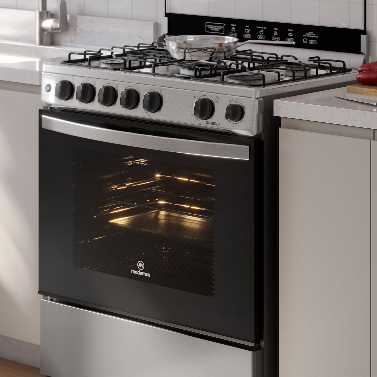 Cocina A Gas 5 Platos Horno Vapor Y Triple Llama Fm5ssc Inox image number 10.0