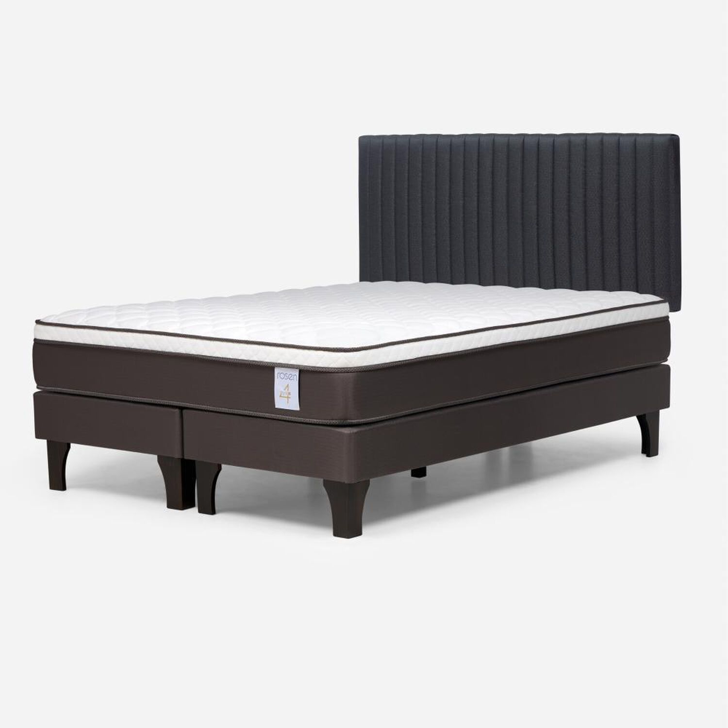 Cama Europea Rosen New Style 4 Plus / 2 Plazas / Base Dividida + Respaldo Lucio image number 1.0
