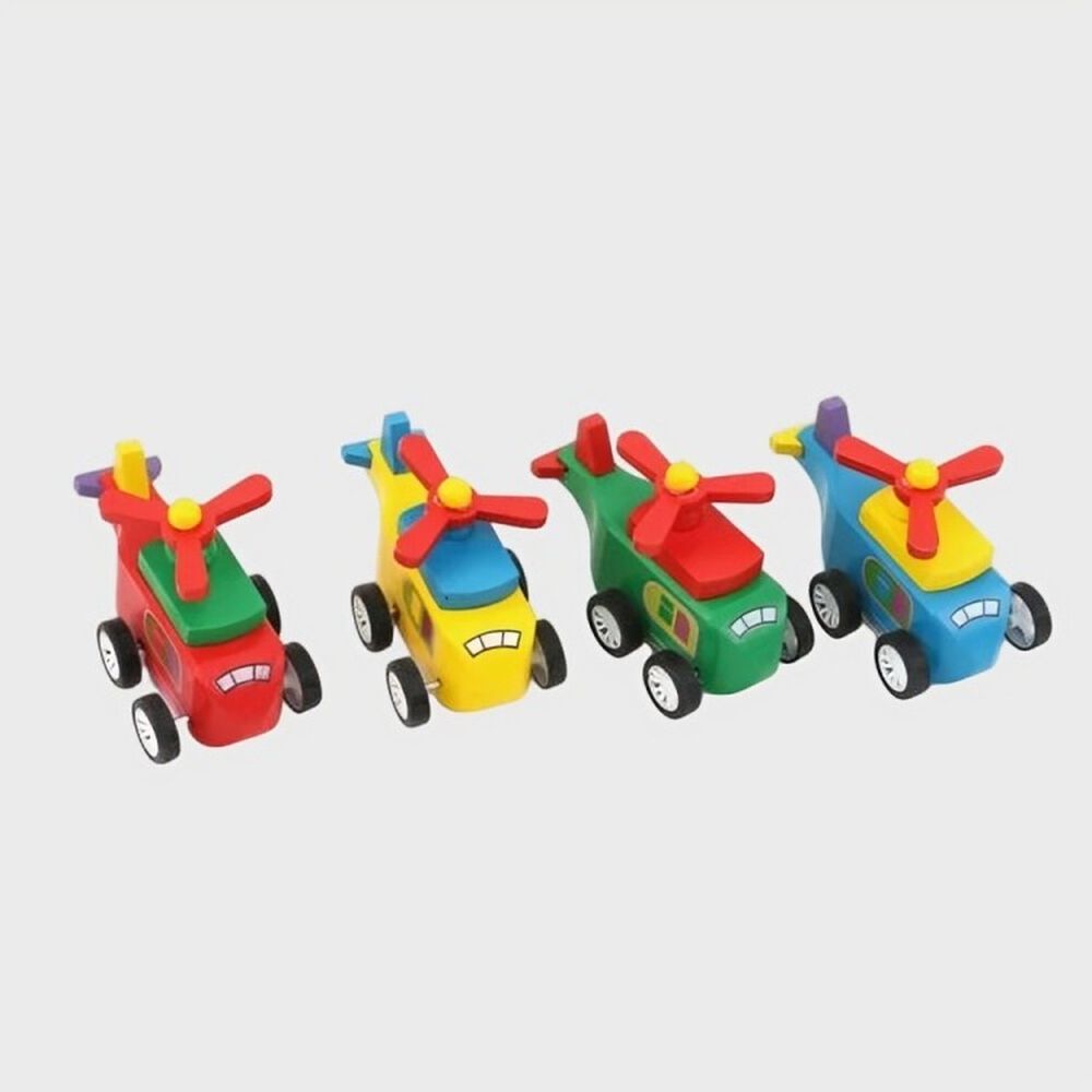 Helicoptero De Madera A Cuerda De 12cm Juguete Para Niños image number 1.0