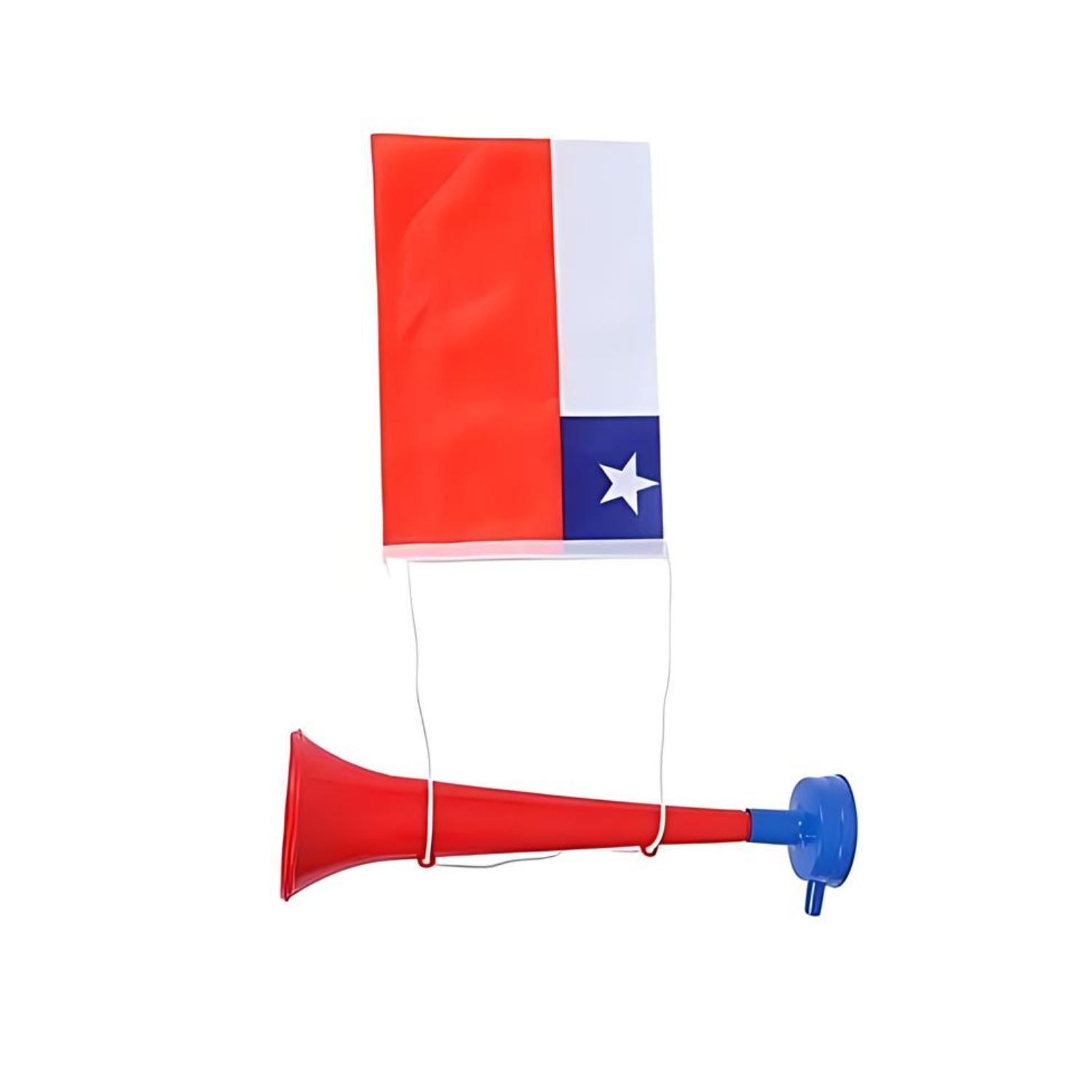 Vuvuzela Bicolor Bandera Chilena 28cm Fiestas Patrias Cotillon image number 0.0