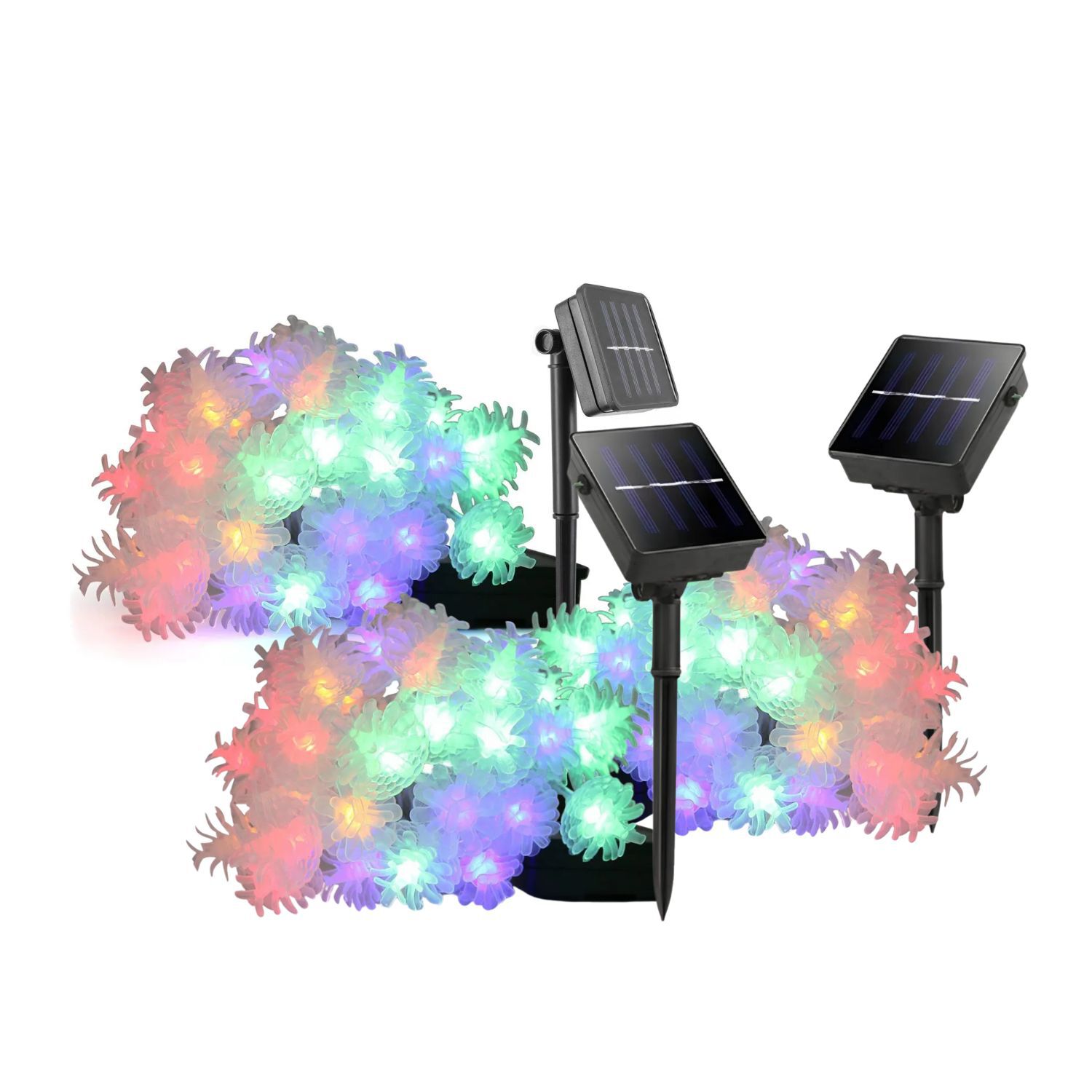 Set 3 Luces Navidad Led Flores Solar 4m Rgb Decoracion image number 0.0