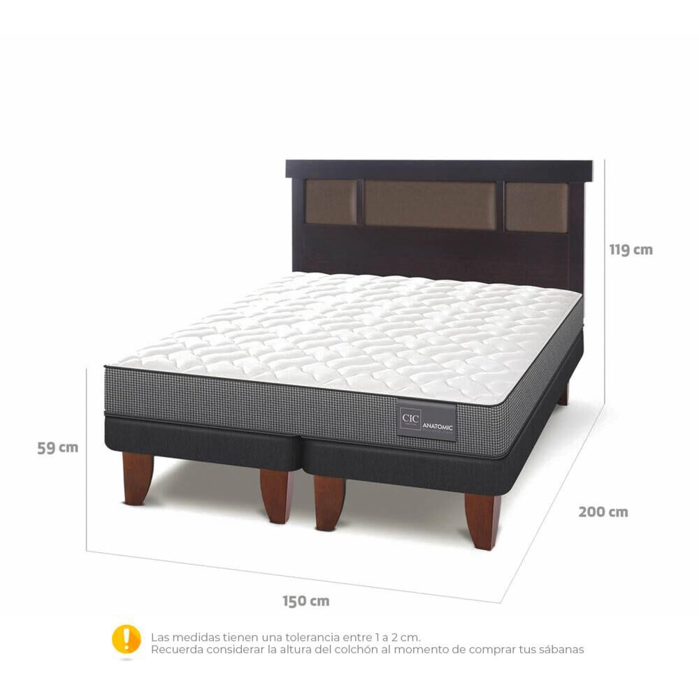 Cama Europea Cic Anatomic / 2 Plazas / Base Dividida + Respaldo image number 3.0