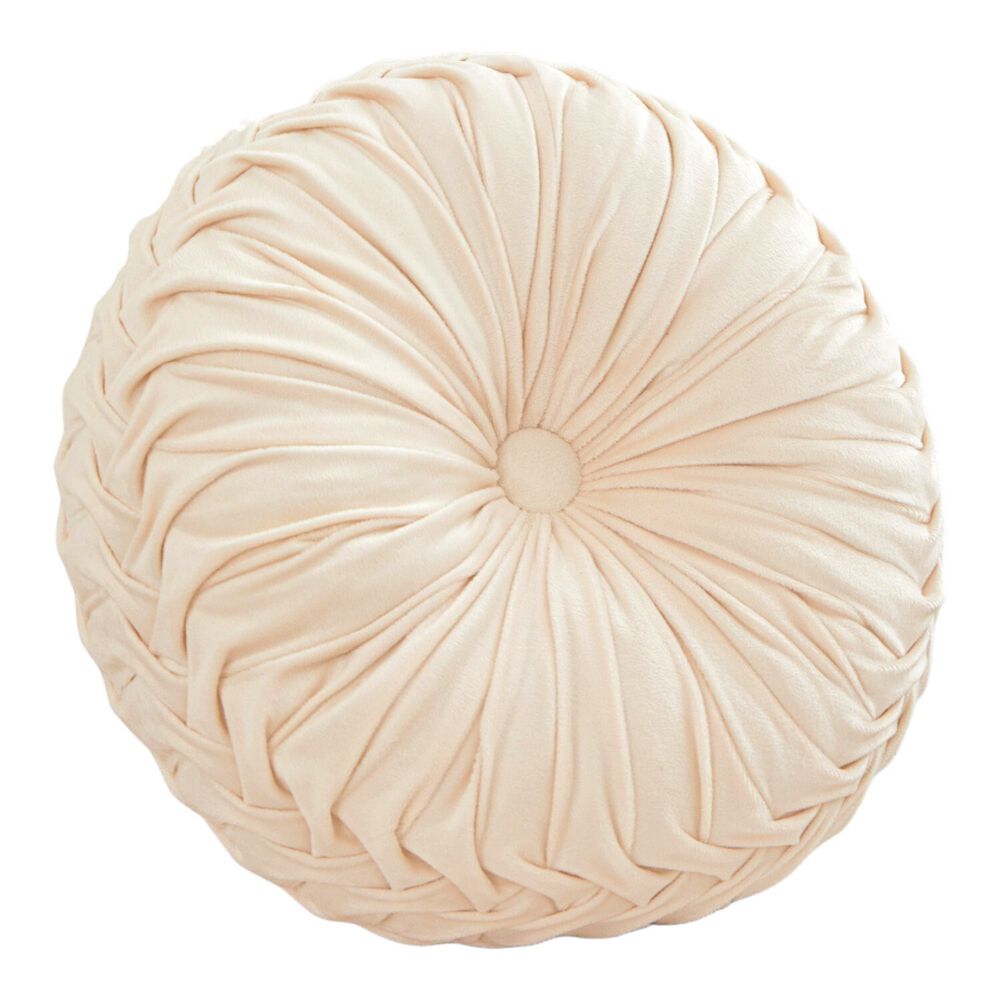 Cojin Redondo De Terciopelo Decorativo Elegante 37cm Crema Crt-6 image number 0.0