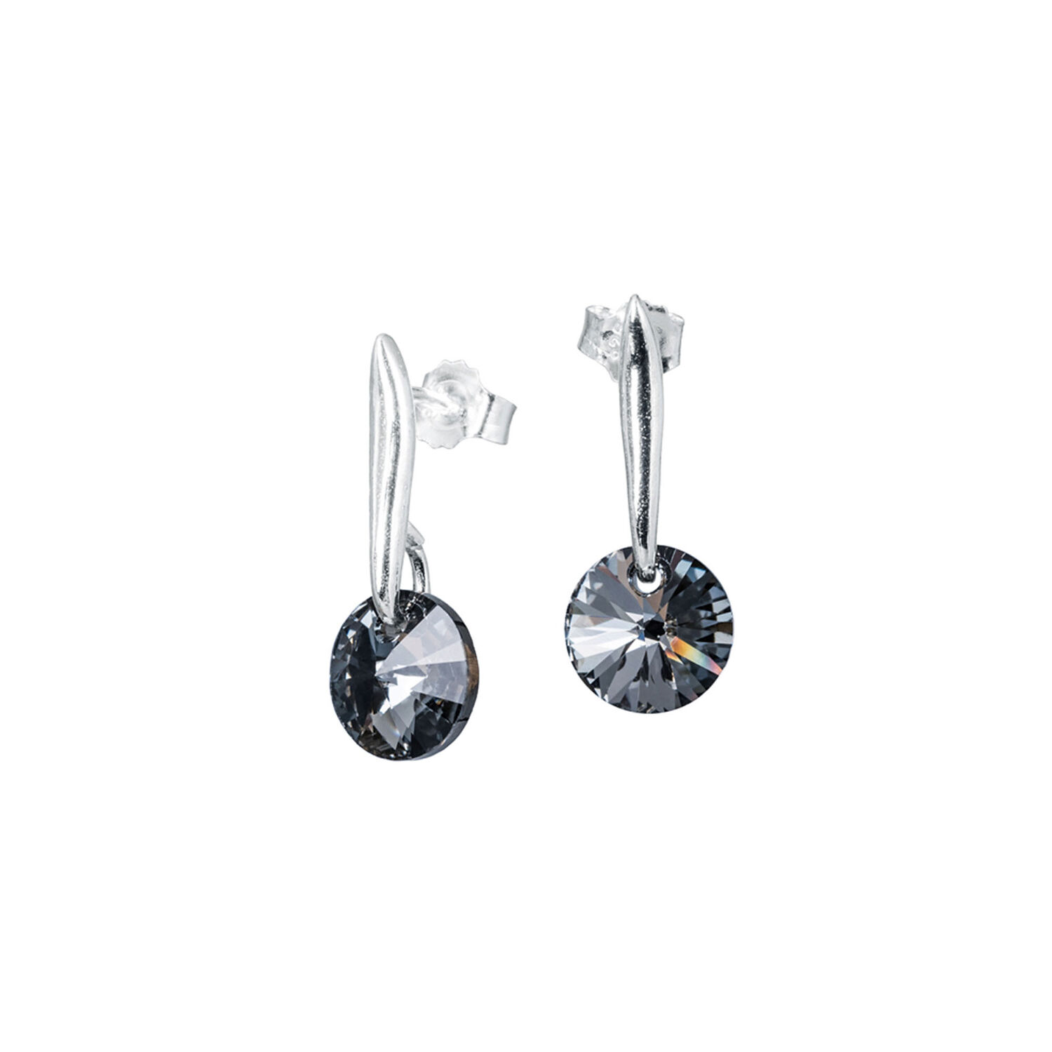 Aros Punto De Luz Plata Italiana 925 Y Cristales Genuinos Silver Night image number 0.0