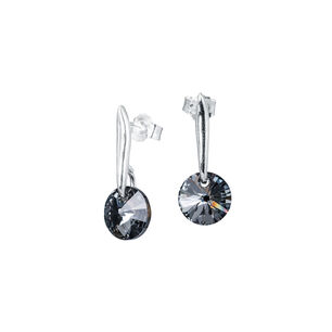 Aros Punto De Luz Plata Italiana 925 Y Cristales Genuinos Silver Night